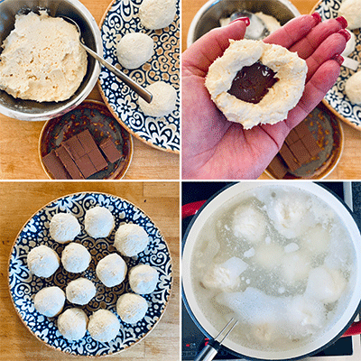 Zubereitung Quarkknödel mit Nougat