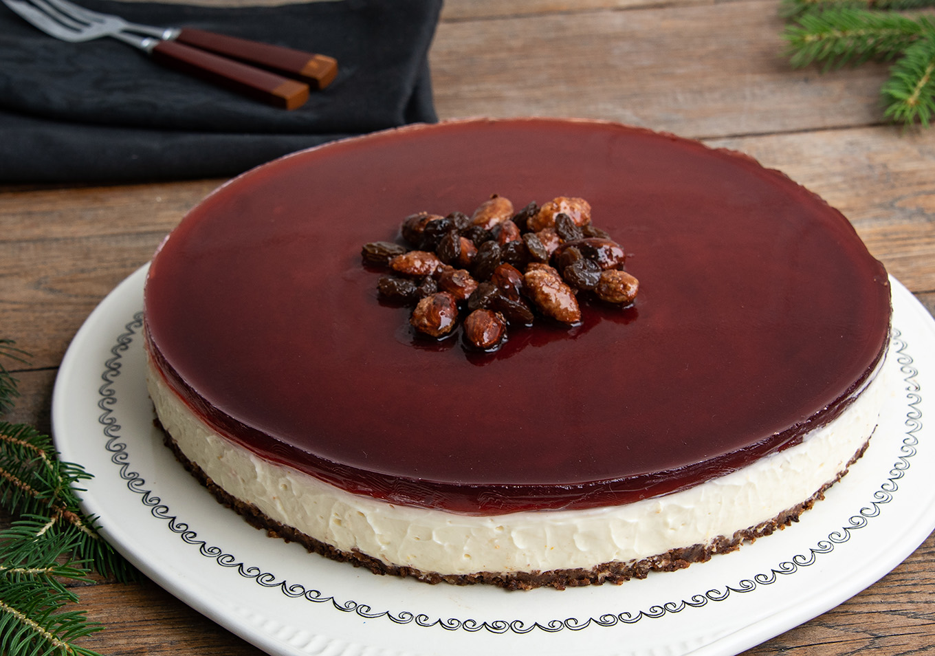 Weihnachtlicher Cheesecake mit Glühwein-Spiegel - Küchenmomente