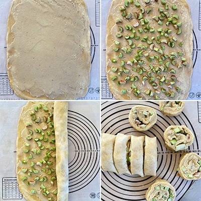 Zubereitung Rhabarberschnecken mit Marzipan
