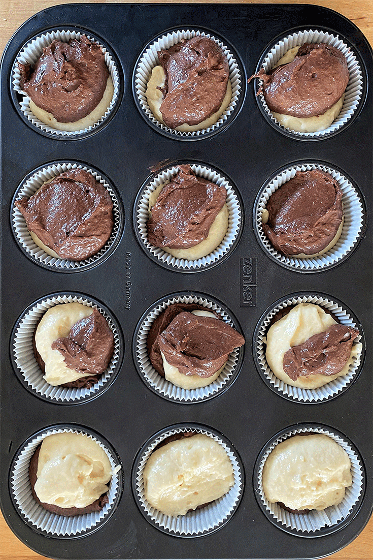 Marmorkuchen-Muffins Zubereitung