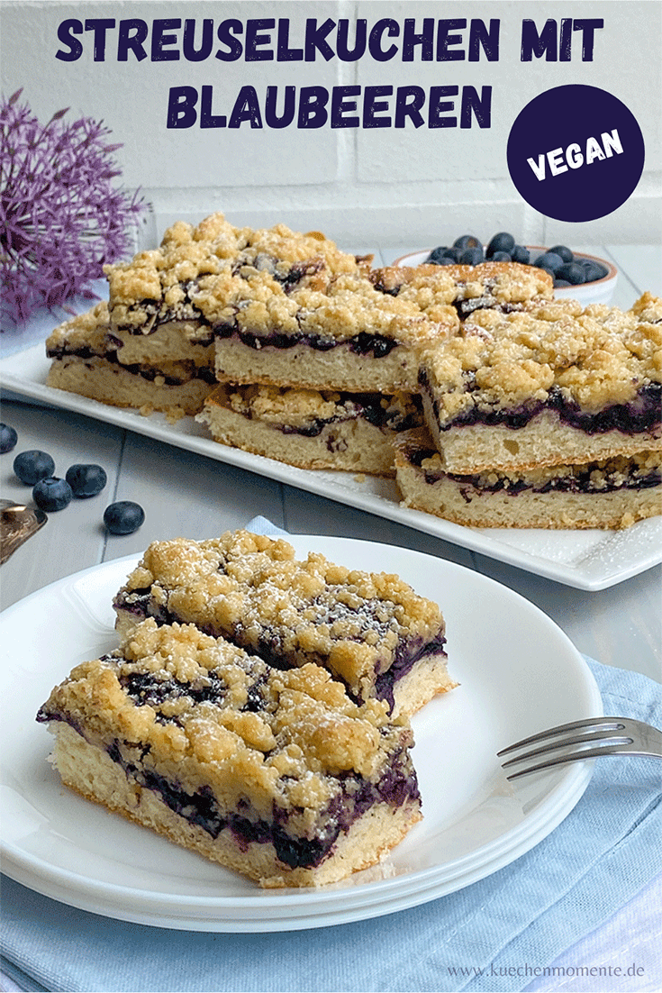 Veganer Streuselkuchen mit Blaubeeren Pinterestpost