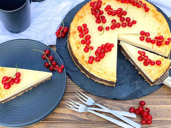 Double Cheesecake mit Keksboden
