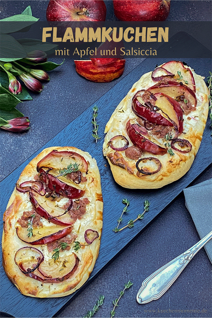 Flammkuchen mit Apfel und Salsicce Pinterestpost