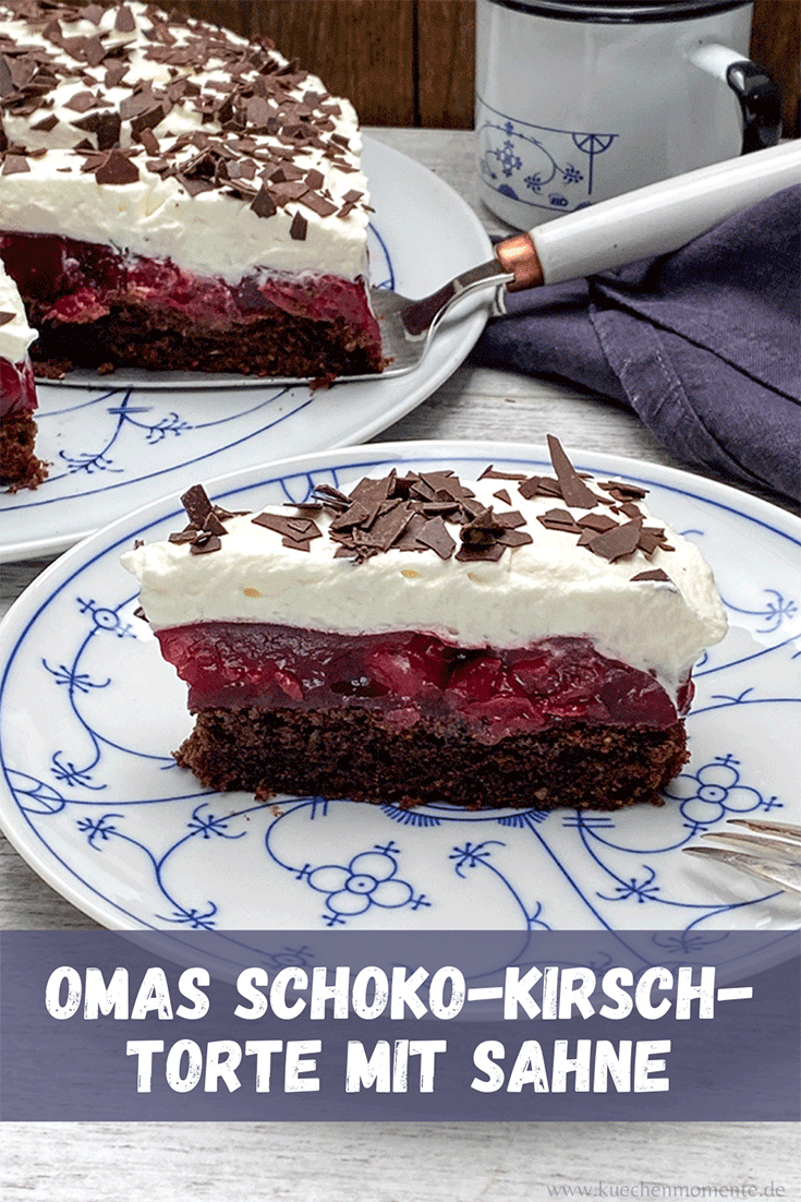 Schoko-Kirsch-Torte mit Sahne Pinterestpost