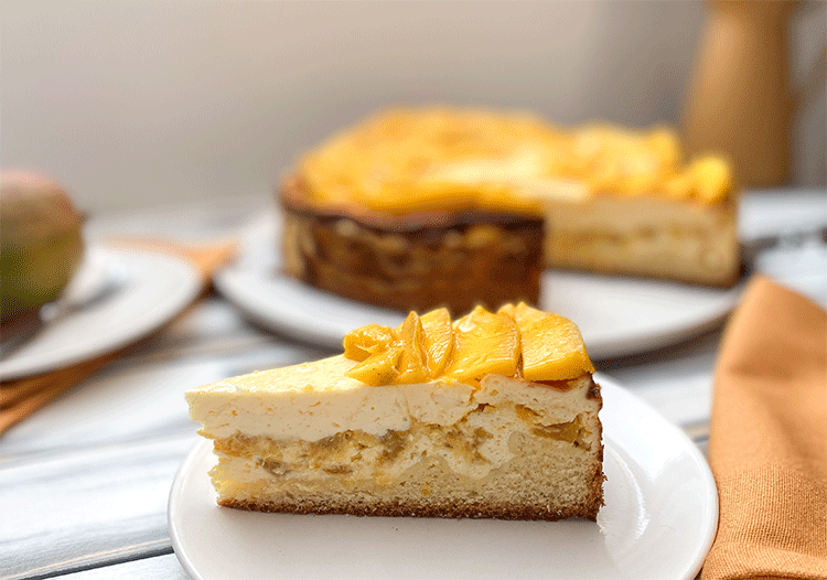 Mango Käsekuchen Anschnitt