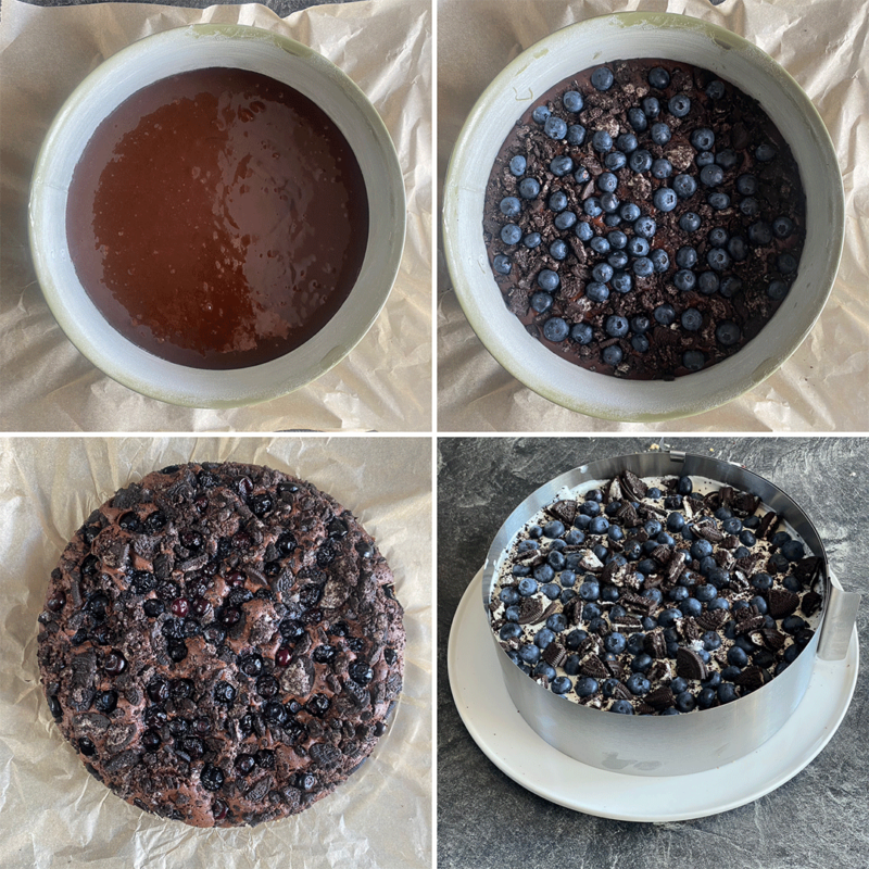 Zubereitungsschritte Heidelbeer-Oreo-Torte