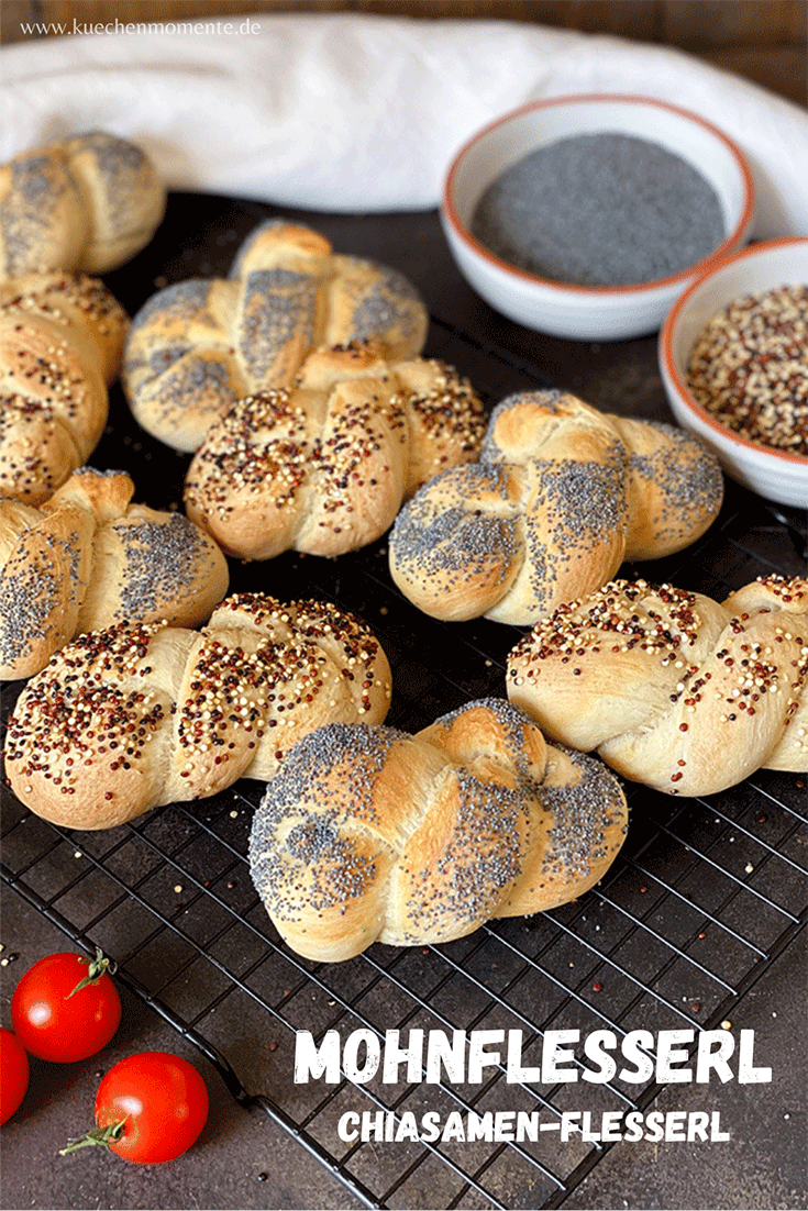 Mohnflesserl Brötchen mit Mohn
