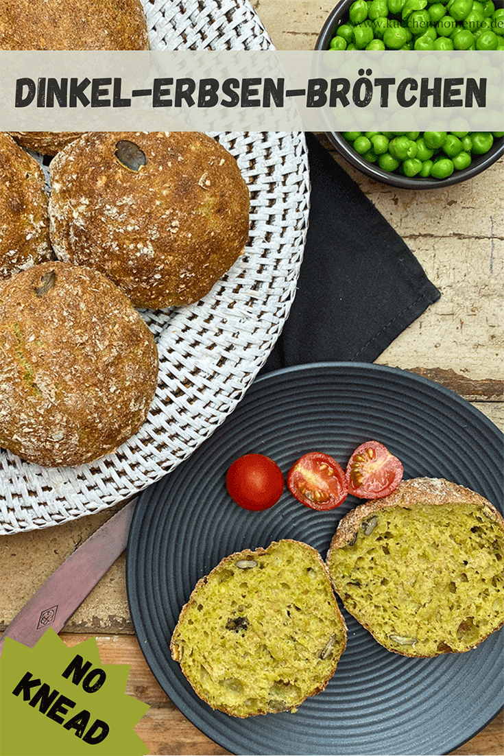 Grüne Dinkelbrötchen Erbsenbrötchen