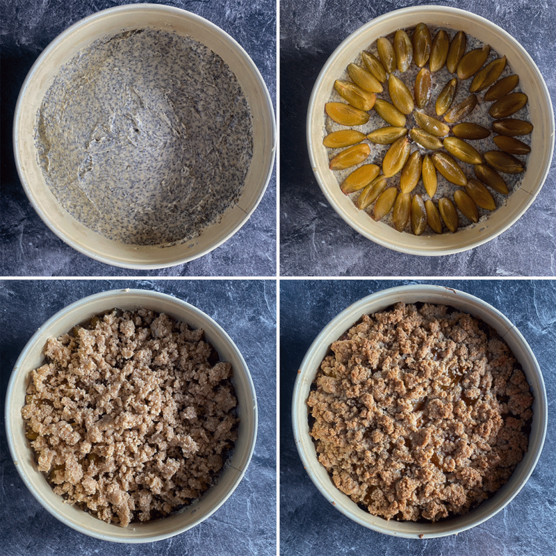 Zubereitung Mohn-Streuselkuchen mit Pflaumen