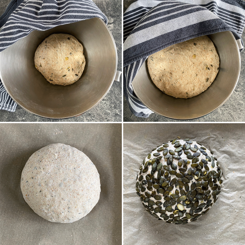 Zubereitungsschritte Dinkel-Kürbiskernbrot