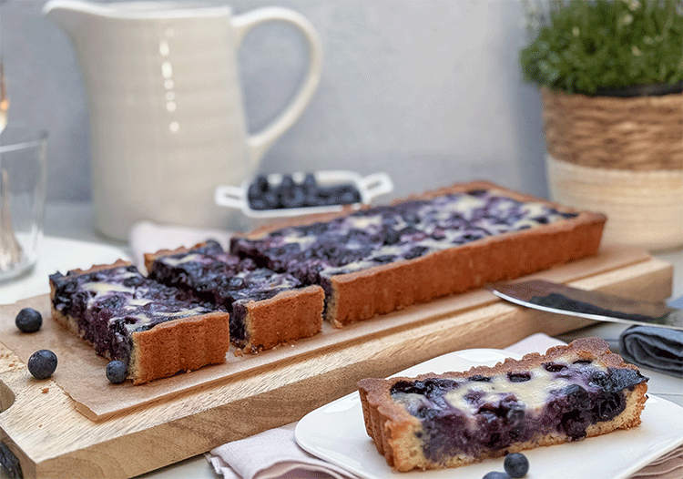 Anschnitt Tarte mit Blaubeeren