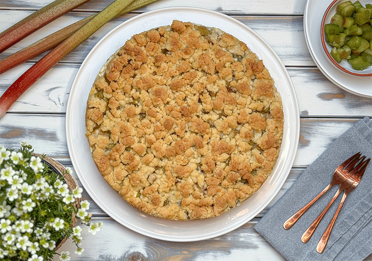 Streuselkuchen Rhabarber Pudding