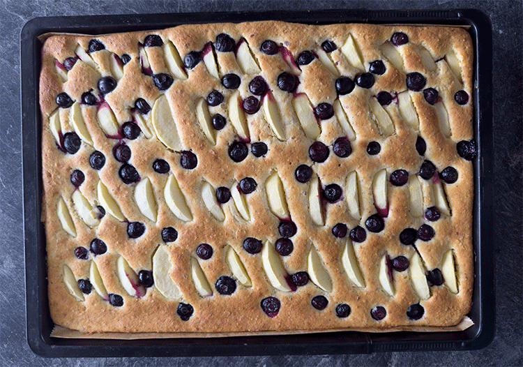 Blechkuchen direkt aus dem Ofen