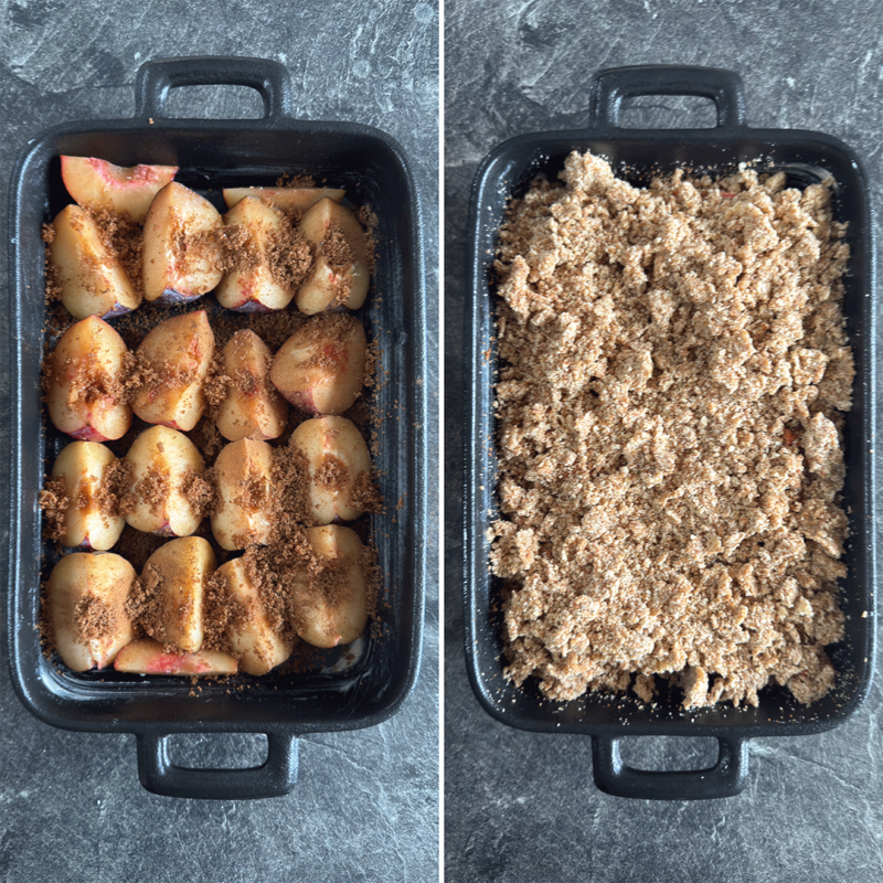 Zubereitung Pflaumen-Crumble