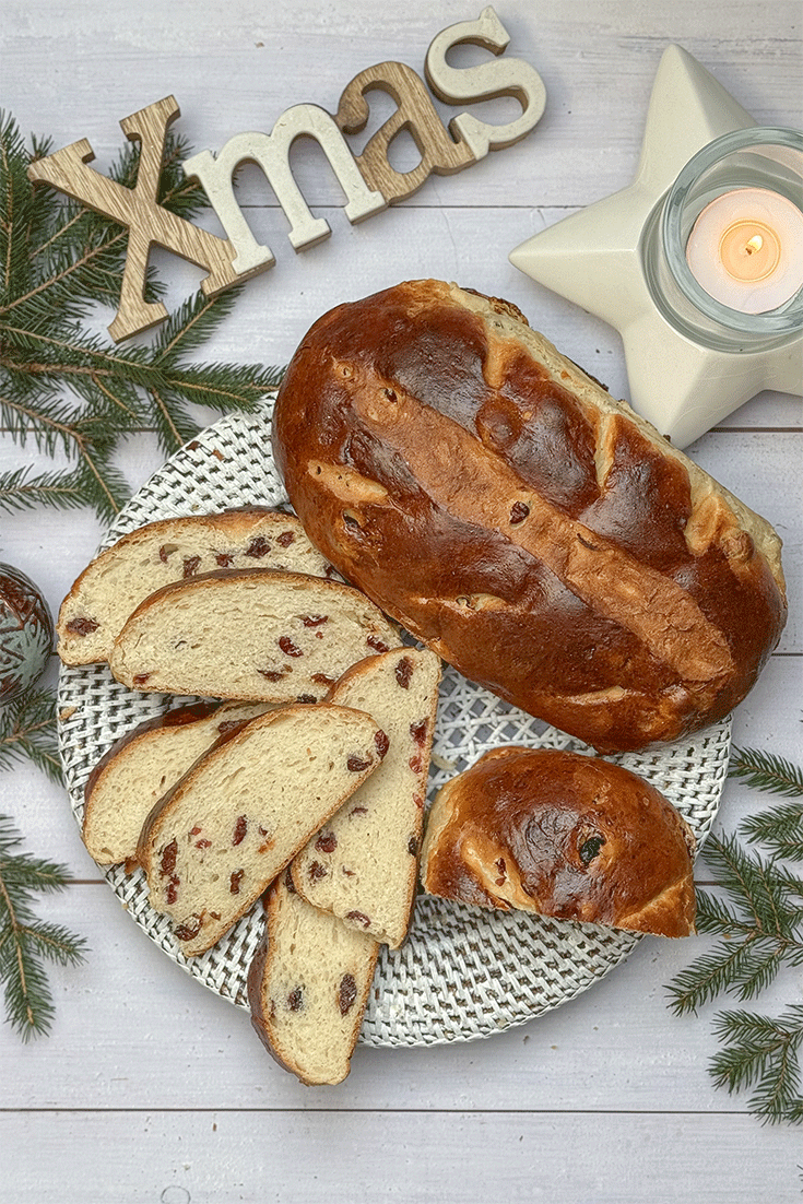 Julekake ohne Rosinen Anschnitt