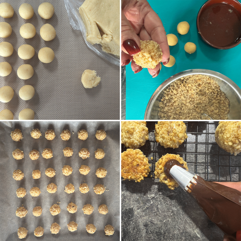 Zubereitung gefüllte Walnusskugeln Kresenti