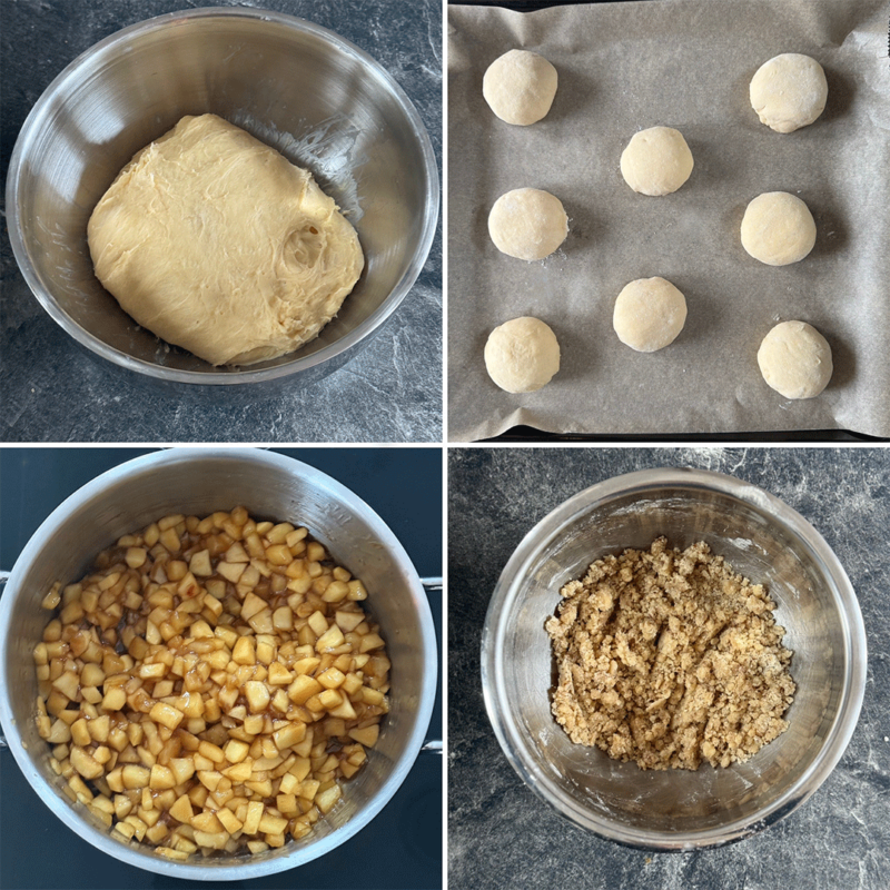 Zubereitungsschritte Apfel-Streusel-Kolatschen