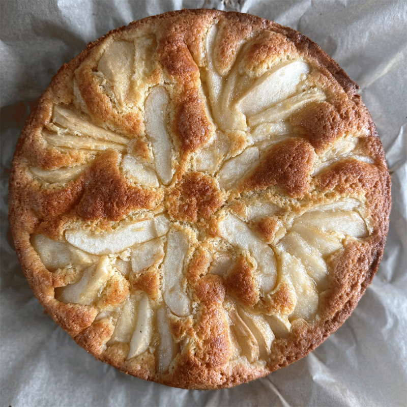 Birnenkuchen mit Ingwer direkt aus dem Backofen
