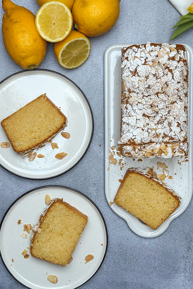 Anschnitt Zitronenkuchen mit Olivenöl