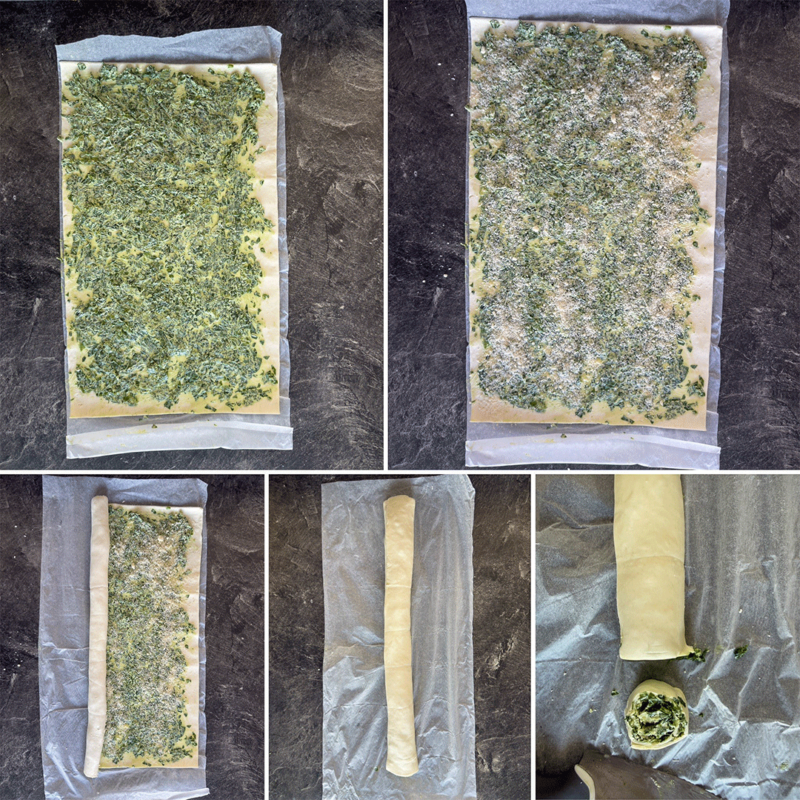 Zubereitung Bärlauch-Blätterteig-Schnecken