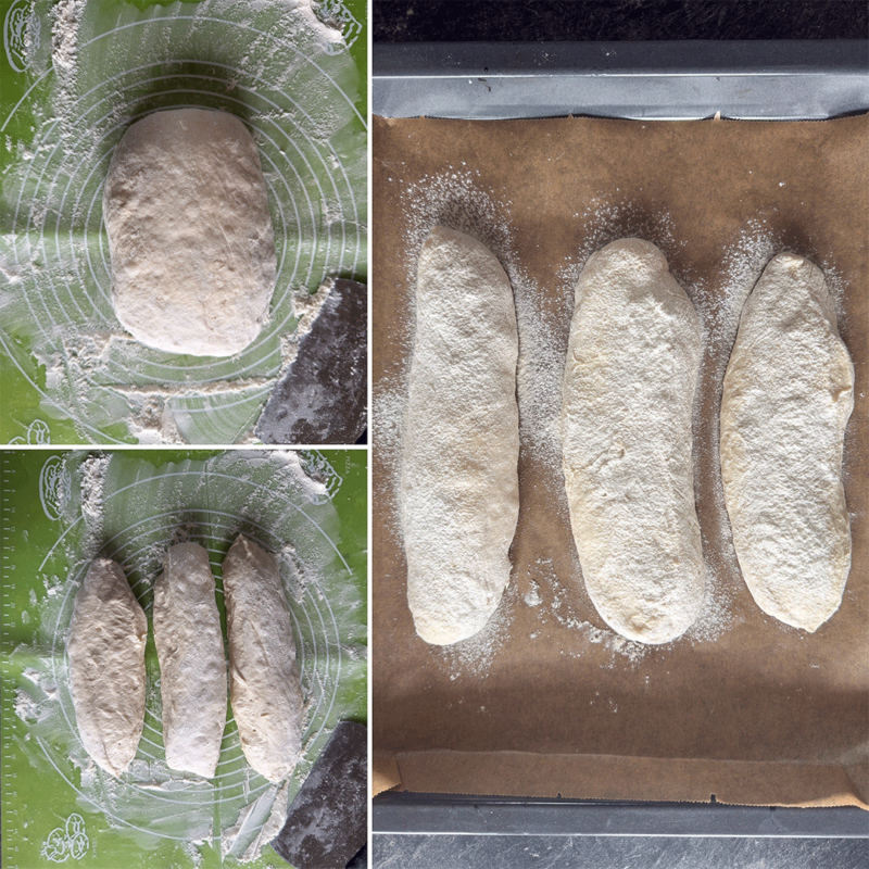 Teig für No Knead Stangenweißbrote vor dem Backen