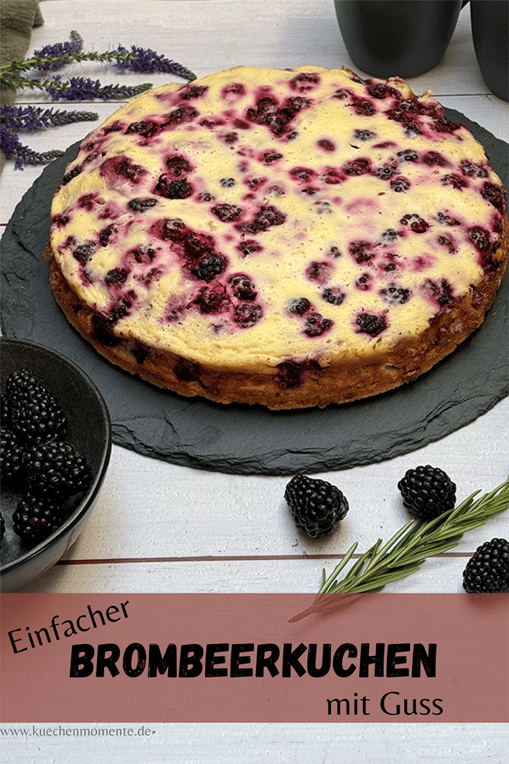 Pinterestpost einfacher Brombeerkuchen mit Guss