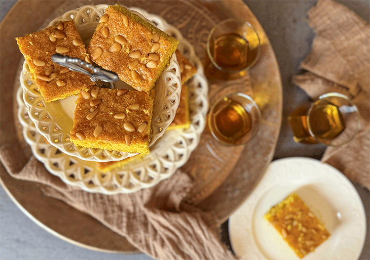 Sfouf Grießkuchen mit Kurkuma aus dem Libanon