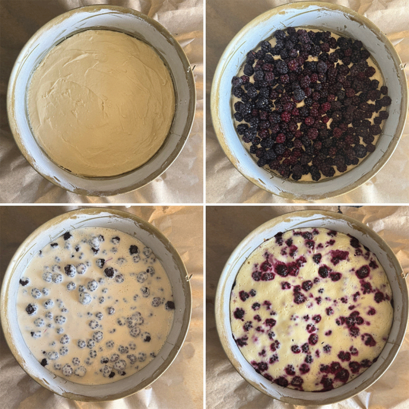 Zubereitung einfacher Brombeerkuchen