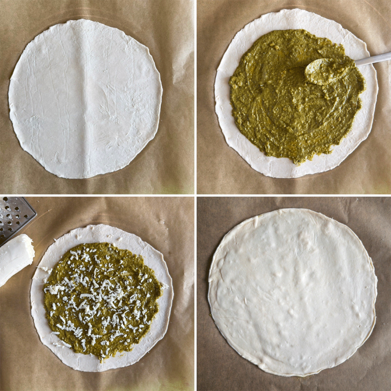 Zubereitung Tarte Soleil mit Pesto